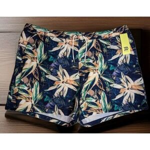 All In Motion‎ Men's 3XL Shorts Hybrid Swim Trunks Big Man Navy Blue Tropical
